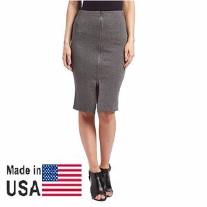 Pencil Front Zipper Skirt, SK-401, Charcoal